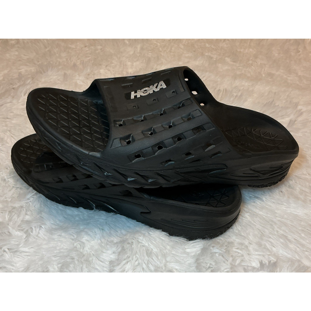 Hoka Mens Size 12 One One ora recovery sandals slides black - Picture 5 of 6